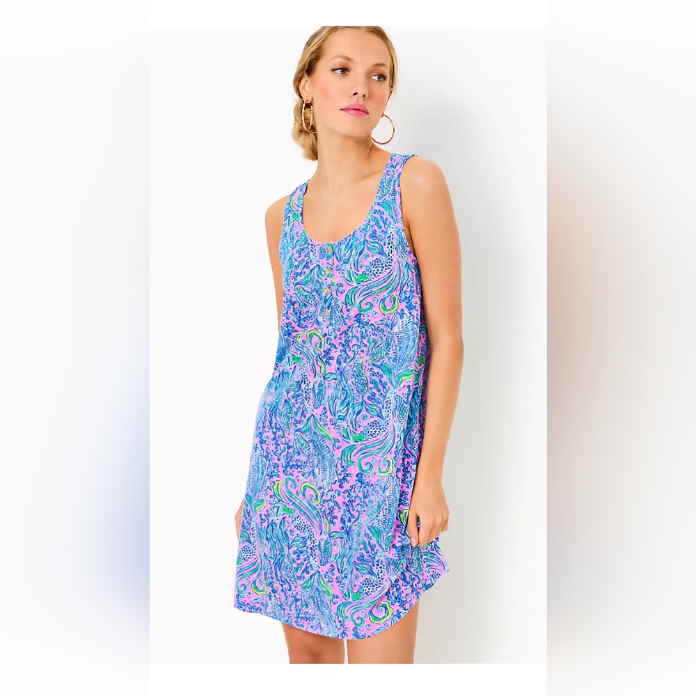 Lilly Pulitzer Lela Henley Dress - Lilac Rose We Mermaid It